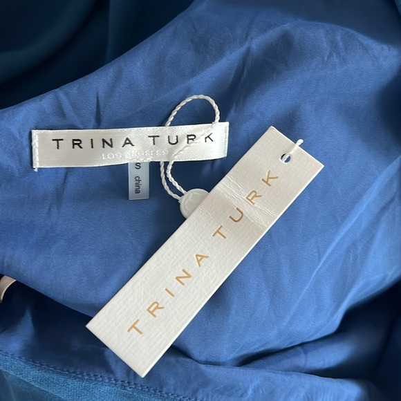 Trina Turk Gull One-Shoulder Asymmetric Fringed Dress in Denim, Size S New w/Tag - Picture 11 of 13